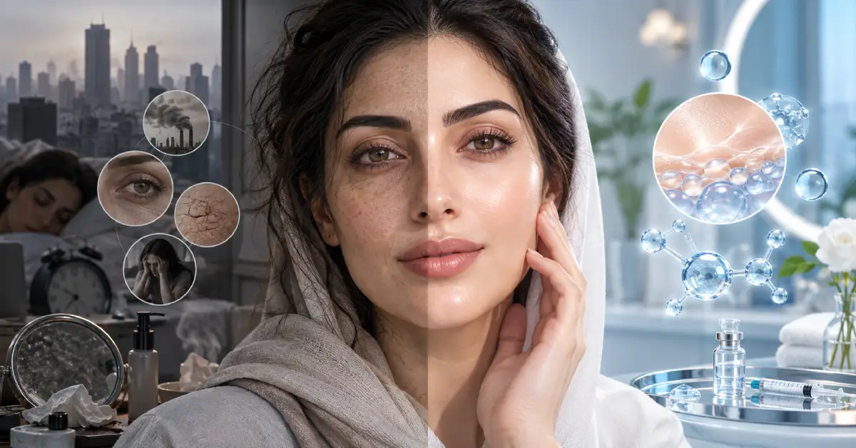 بهبود شفافیت پوست با جالپرو و نمایش پوست کدر در برابر پوست شاداب و درخشان
